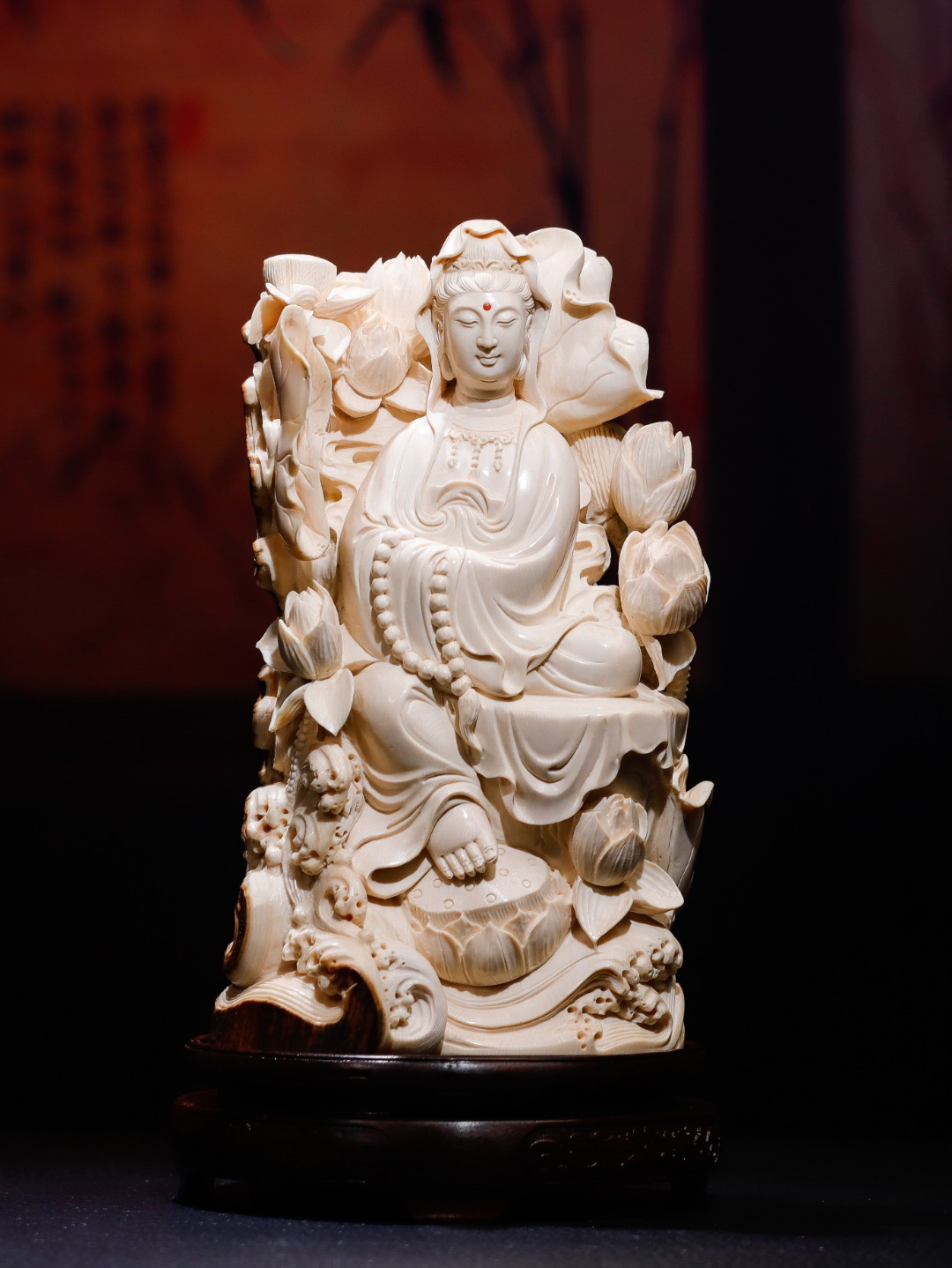 《蓮花觀音》擺件,大師極致手工佳作