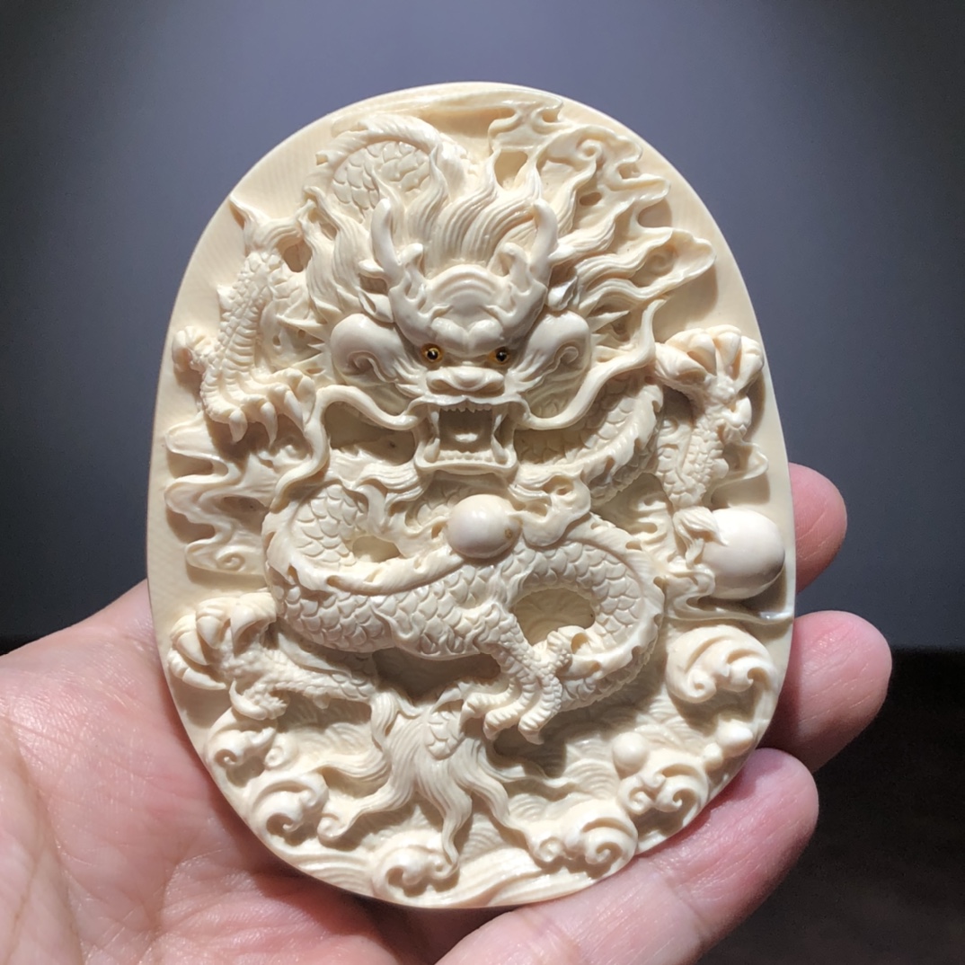 【騰空牌】精選猛犸滿(mǎn)紋冰料手工精雕,祥龍霸氣傳神,靈性十足!